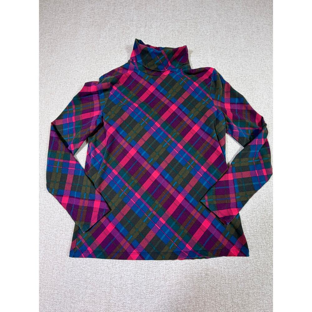 Talbots Lot of 2 Women Med Plaid Turtleneck Shirt Red Green Preppy Pullover Knit - Picture 8 of 10
